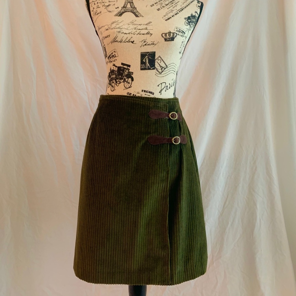 Vintage Green Corduroy Mini Skirt
